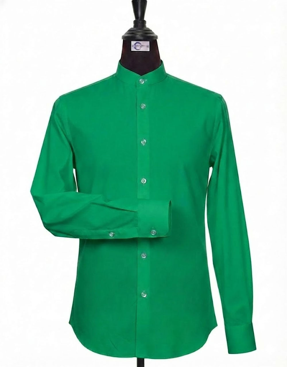 Green Mandarin Collar Shirt