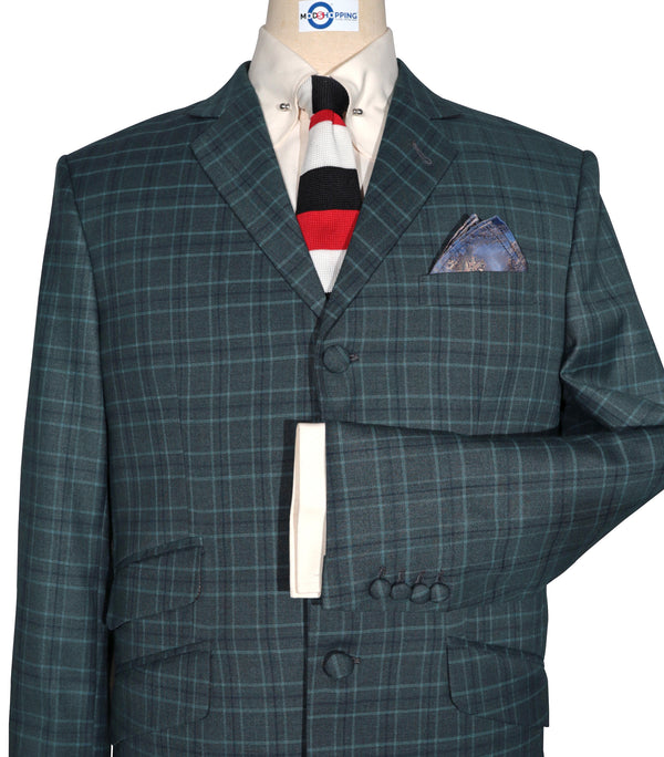 Mod Suit - Green Prince of Wales Check Suit