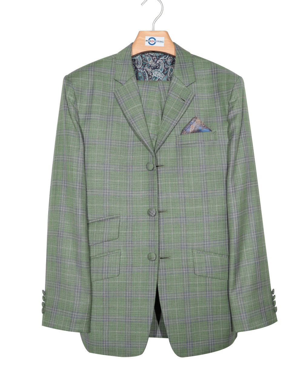 Light Green Plaid Check Suit All