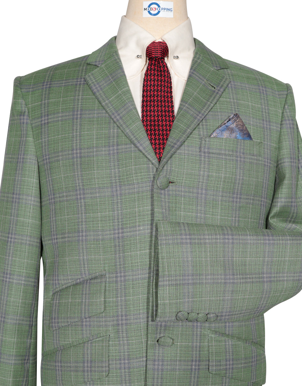 Light Green Plaid Check Suit Cuff