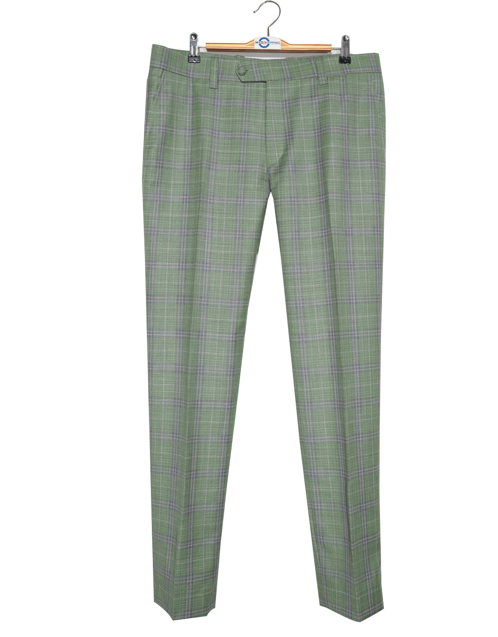 Light Green Plaid Check Suit Trouser1