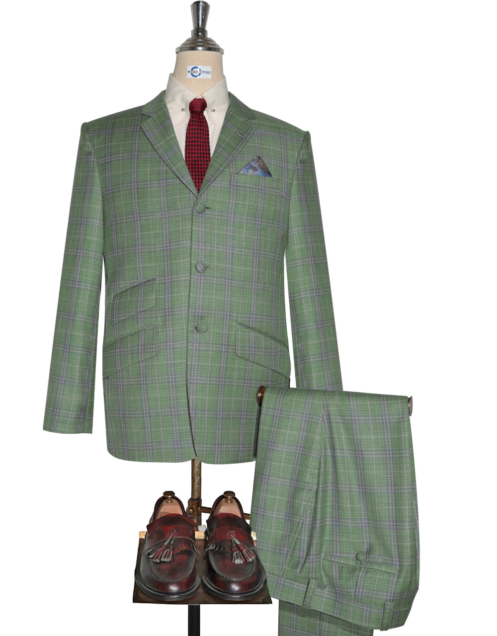 Light Green Plaid Check Suit