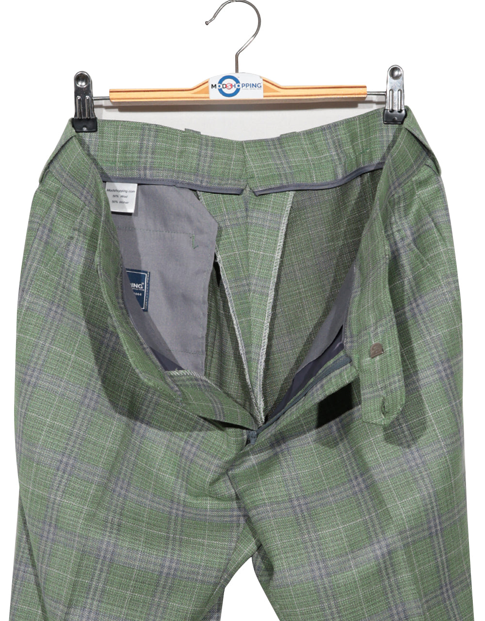 Light Green Plaid Check Suit Trouser3