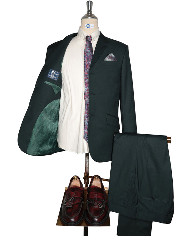 Mod Suit - 60s Vintage Style Dark Green Suit for Men