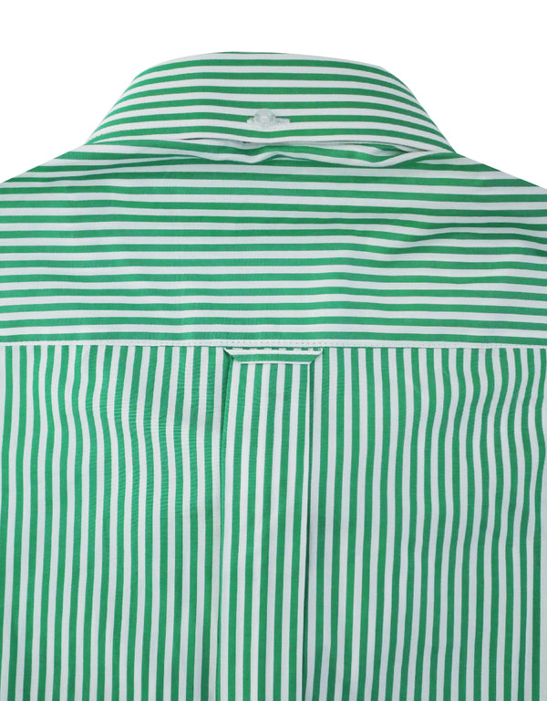 Button Down Collar Shirt - Green Candy Stripe Shirt