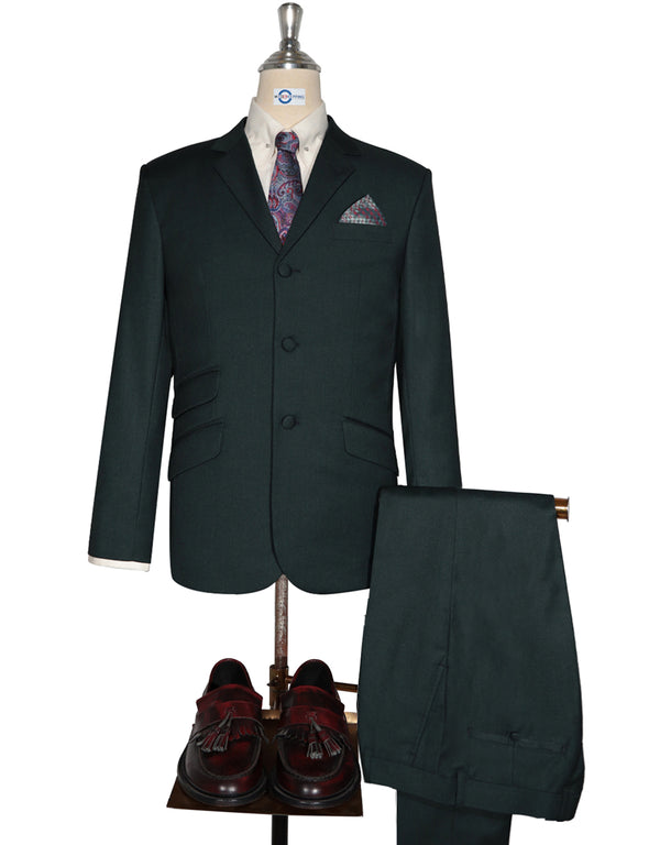 Mod Suit - 60s Vintage Style Dark Green Suit for Men