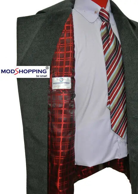 Grey Pea Coat | Retro Vintage Mod Style Wool Classic Pea Coat for Men Modshopping Clothing