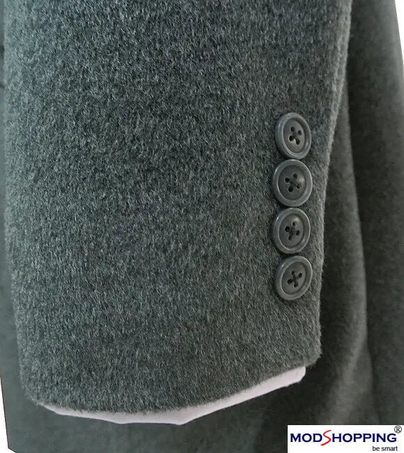 Grey Pea Coat | Retro Vintage Mod Style Wool Classic Pea Coat for Men Modshopping Clothing