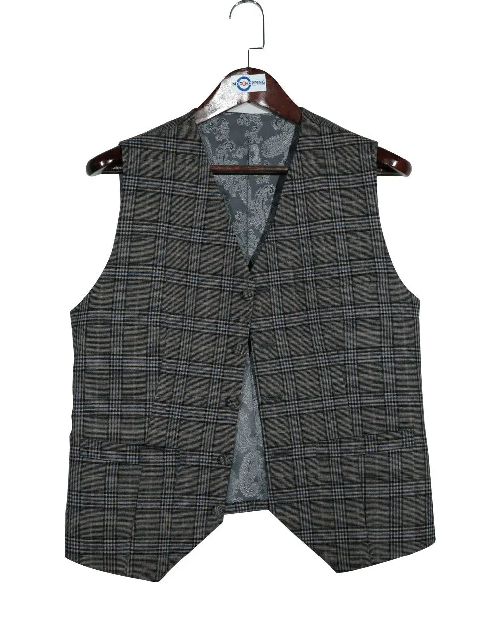 Grey Prince of Wales Check 3 Piece Suit Modshopping Clothing