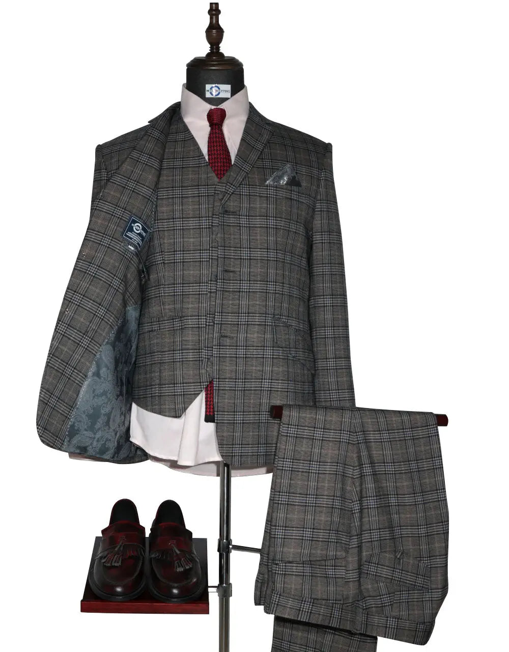 Grey Prince of Wales Check 3 Piece Suit Modshopping Clothing
