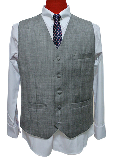 Grey Glen Paid Check 3 Piece Suit Front Waist Coat