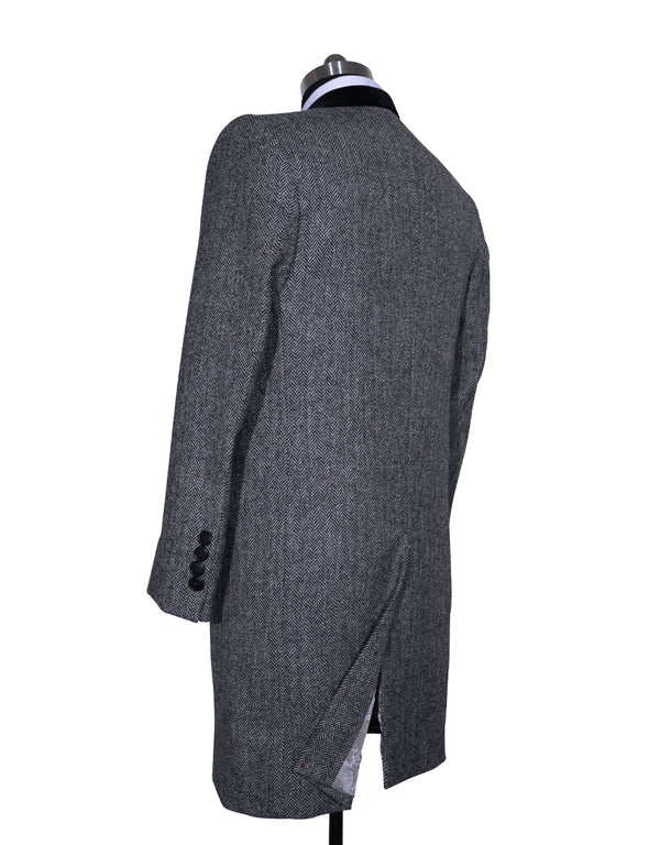 Long Overcoat | Vintage Style Grey Herringbone Tweed Overcoat