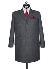 Men’s Grey Herringbone Tweed Overcoat