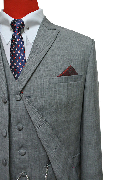Grey Glen Paid Check 3 Piece Suit Chest