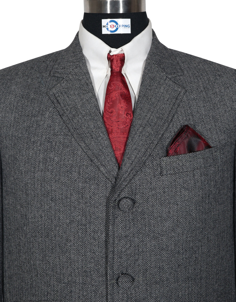 Men’s Grey Herringbone Tweed Overcoat