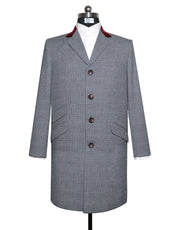 Long Overcoat | Light Grey Prince of Wales Check Tweed Overcoat
