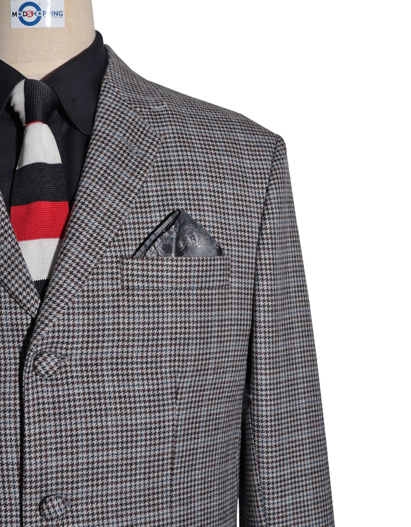 Mod Blazer - Grey and Brown Houndstooth Blazer