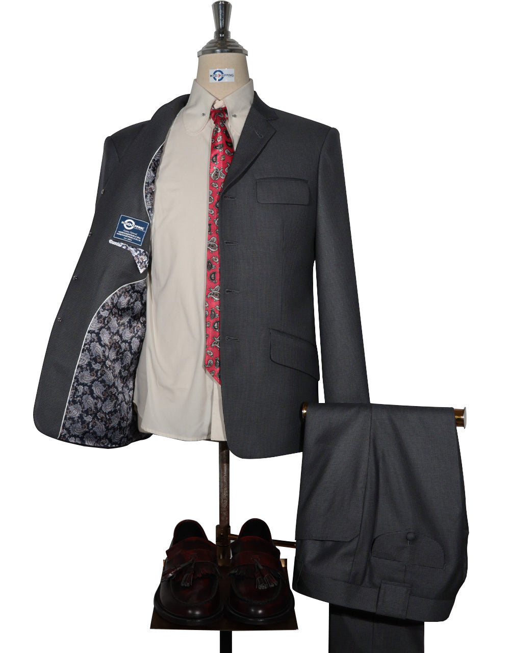 Grey and Black Small Houndstooth Suit