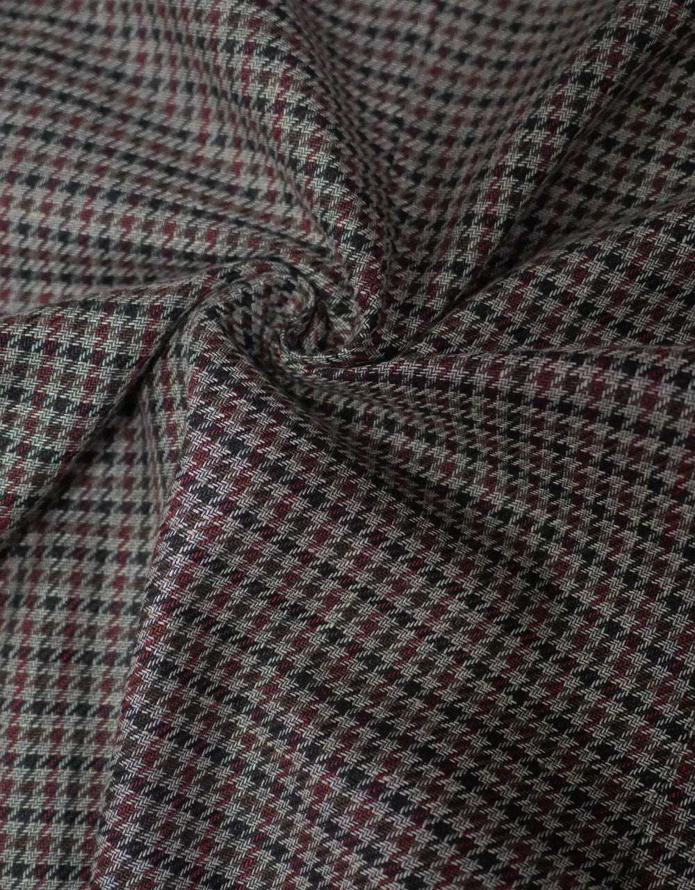  Grey and Burgundy Large Houndstooth Fabric