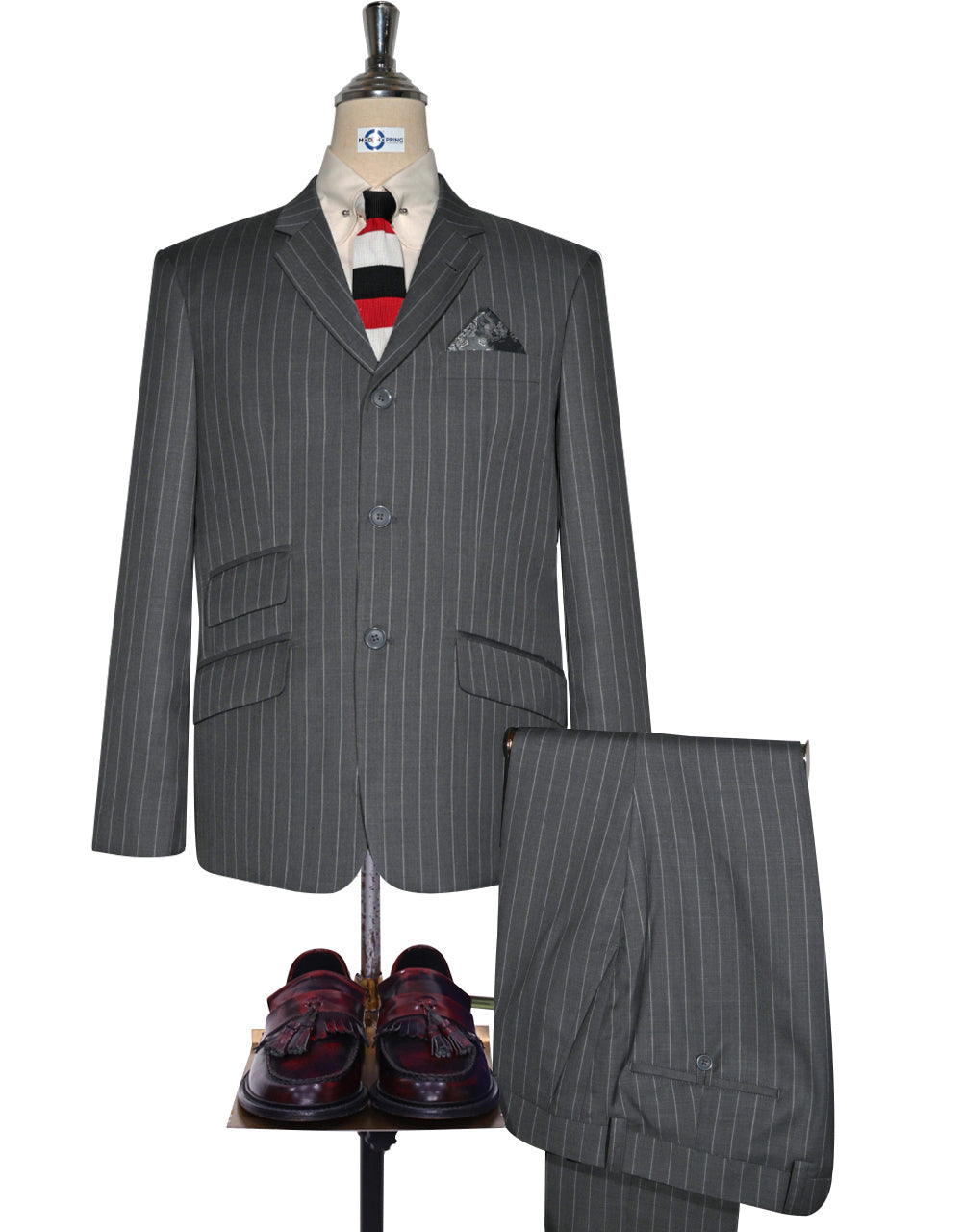 Grey and Light Grey Stripe Suit