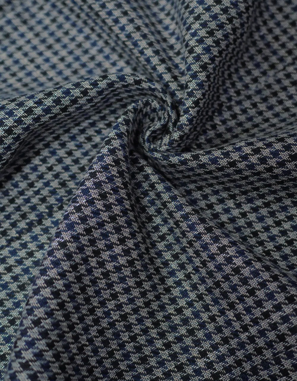  Grey and Navy Blue Large Houndstooth Fabric