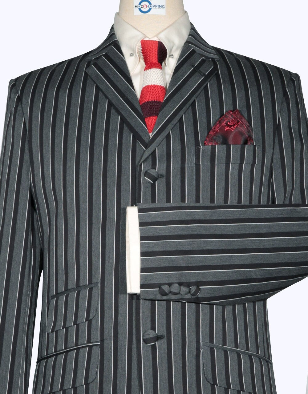 This Blazer Only - Grey and White Striped Blazer Size 36R