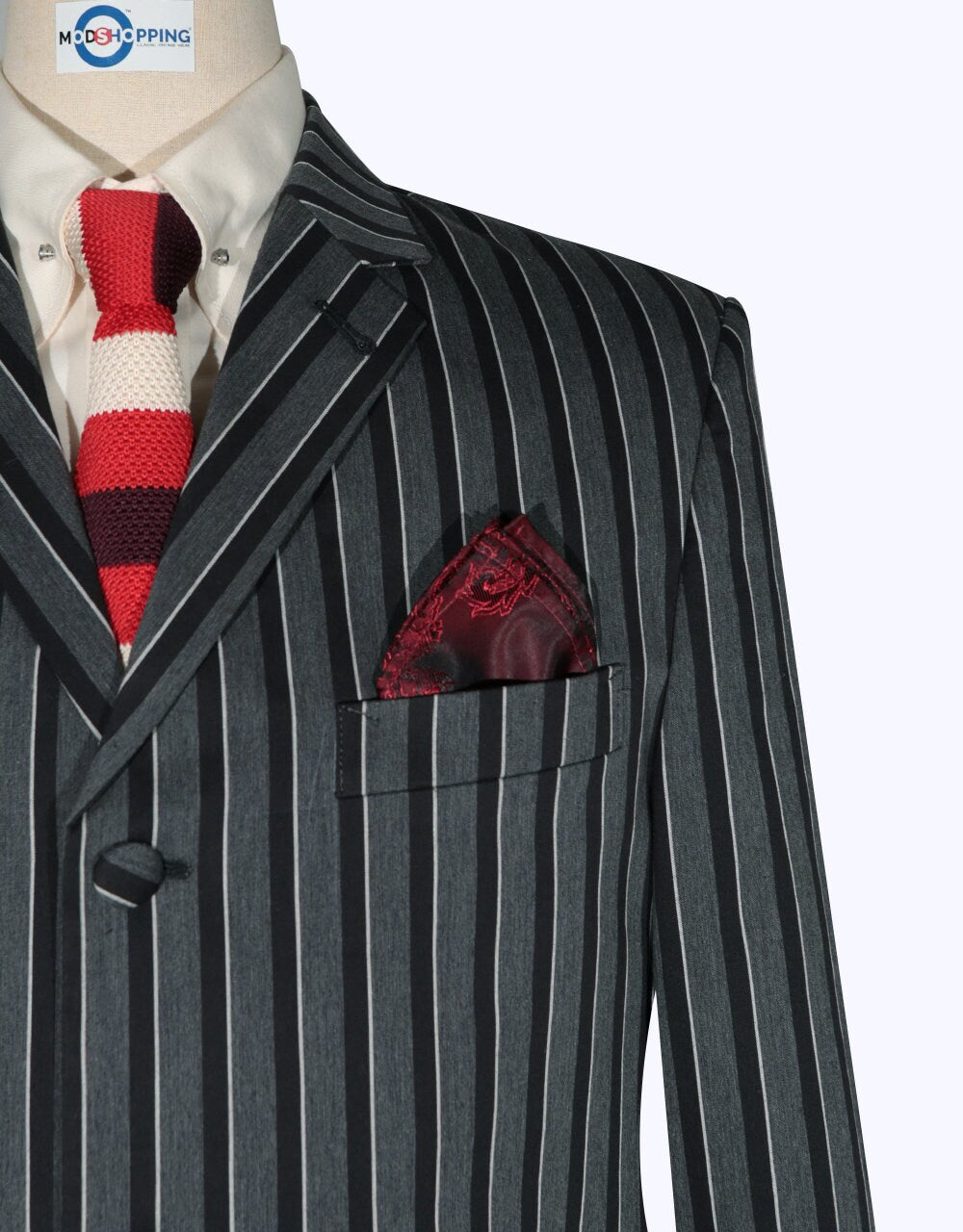 This Blazer Only - Grey and White Striped Blazer Size 36R