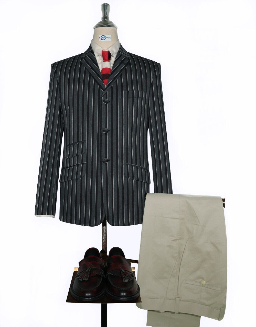 This Blazer Only - Grey and White Striped Blazer Size 36R
