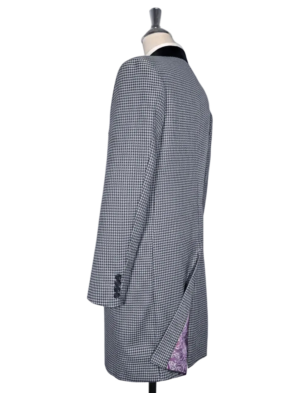 Black and White Houndstooth Long Jacket