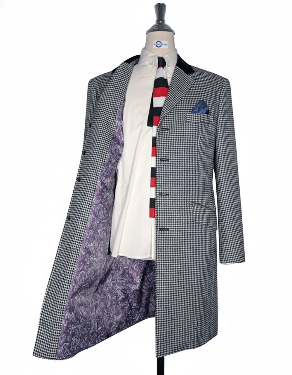 Black and White Houndstooth Long Jacket