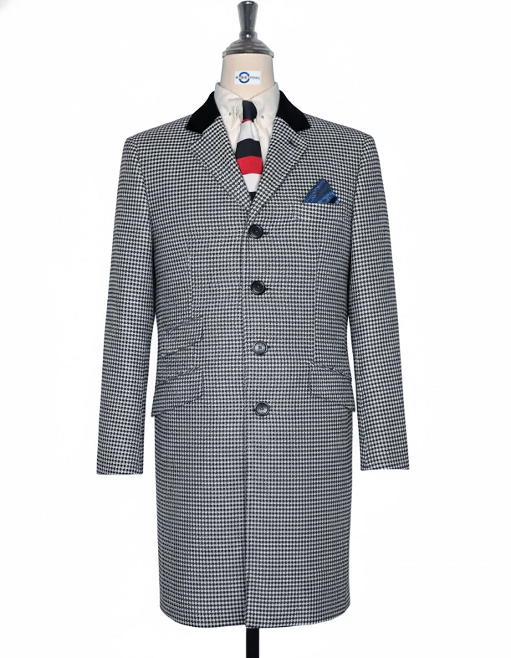 Black and White Houndstooth Long Jacket