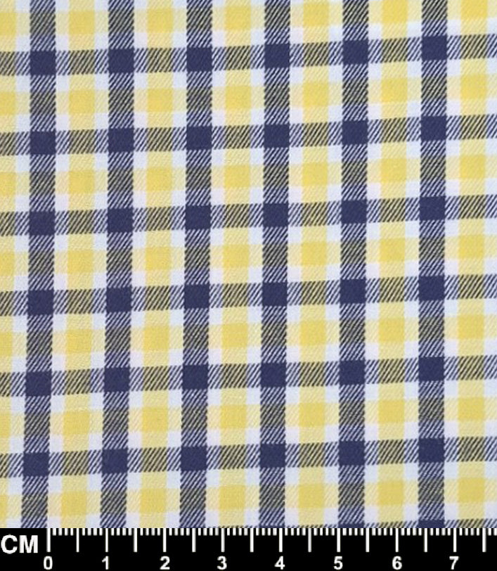 Vintage Mod Yellow and Navy Blue Gingham Short Sleeve Shirt