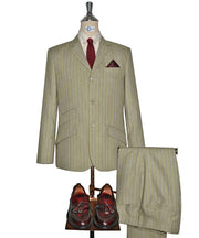 Striped Suit - Khaki and Blue Striped Suit
