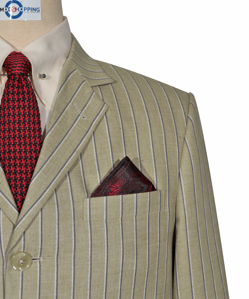 Striped Suit - Khaki and Blue Striped Suit