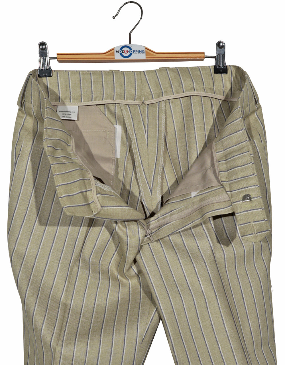 Striped Suit - Khaki and Blue Striped Suit