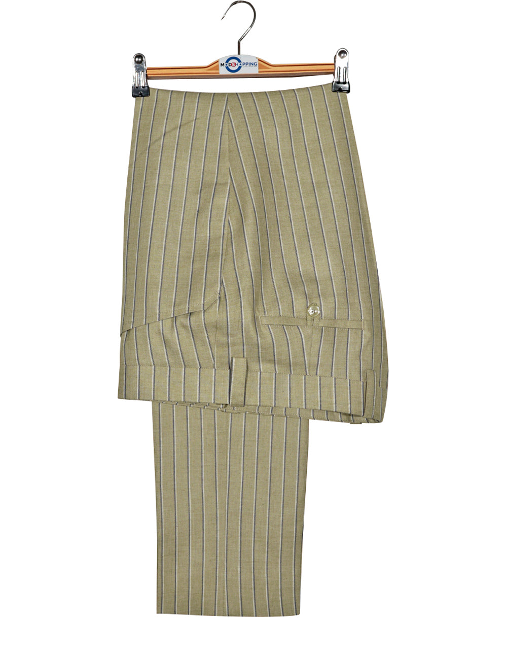 Striped Suit - Khaki and Blue Striped Suit
