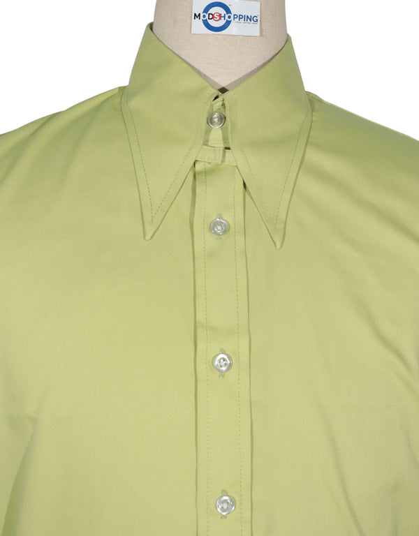 Tab Collar Shirt | Lemon Green Tab Collar Shirt