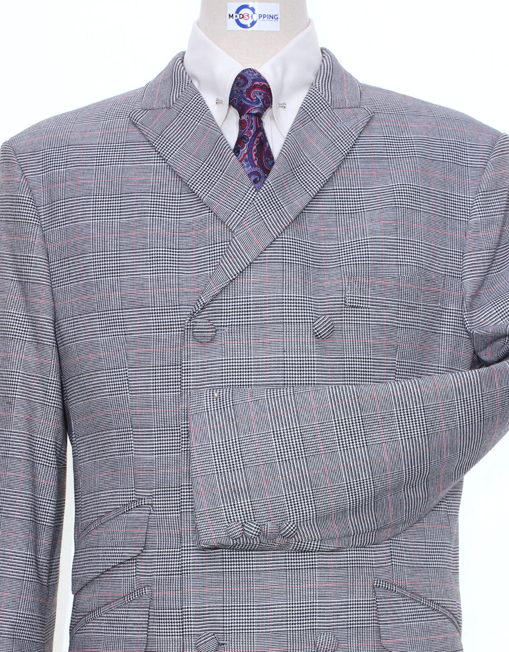 Light Grey POW Check Double Breasted Jacket 