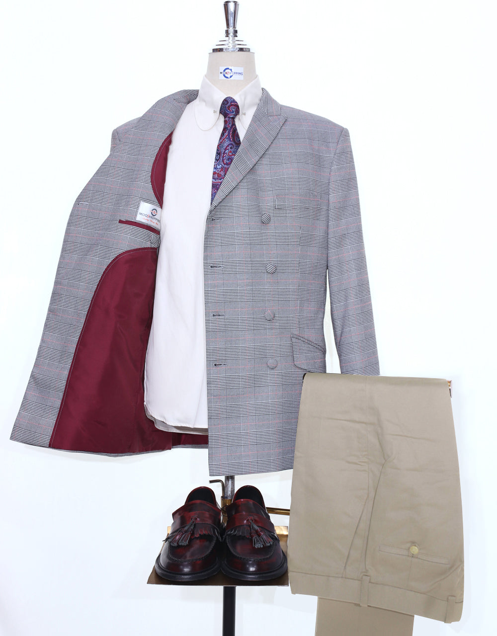 Light Grey POW Check Double Breasted Jacket 