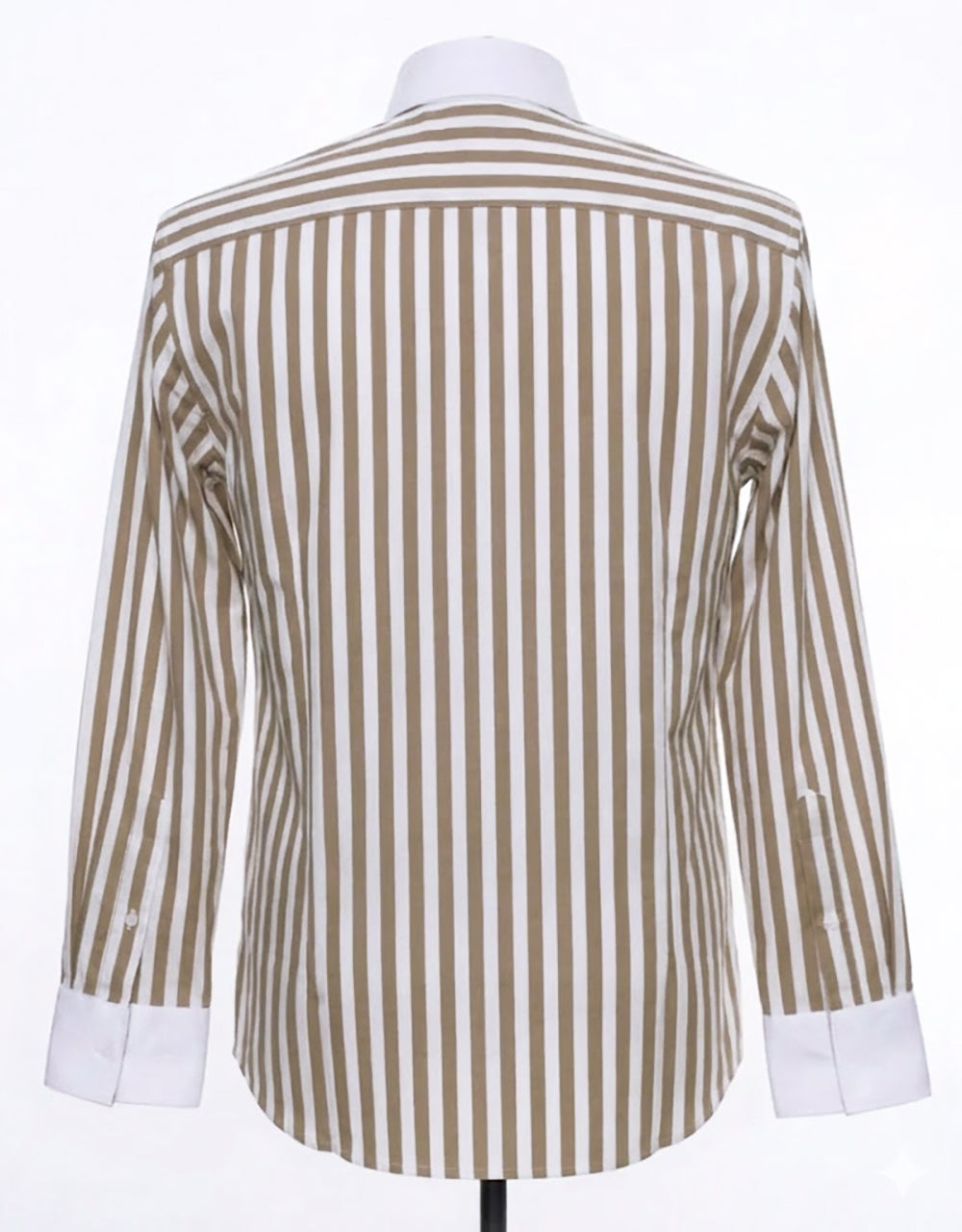 Brown & White Stripe Penny Pin Collar Shirt
