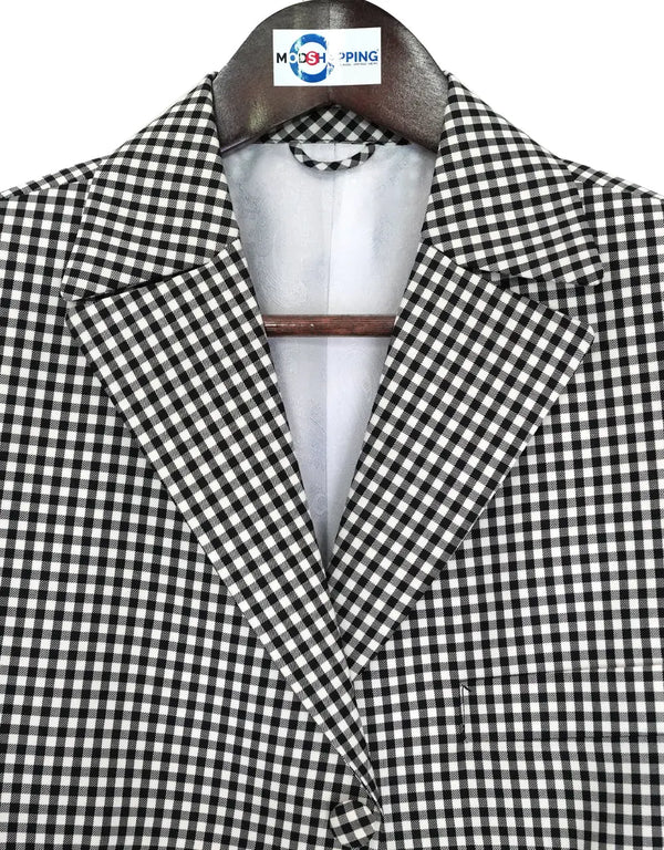 Long Suit - Black and White Gingham Check Suit Modshopping Clothing
