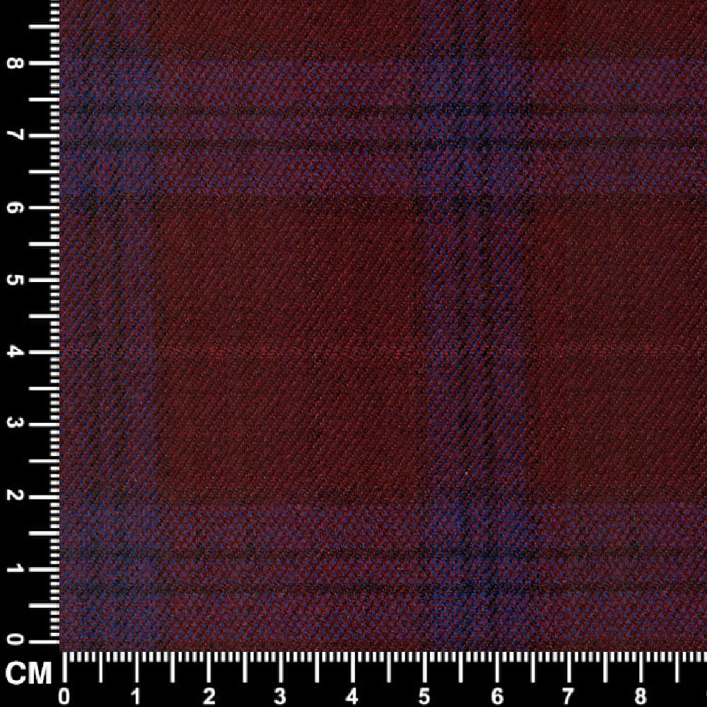 Men’s Winter Long Coat – Burgundy and Blue Prince of Wales Check