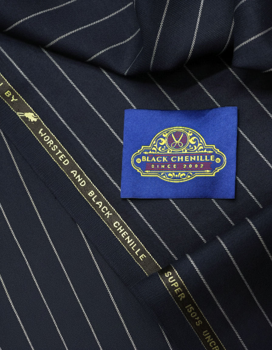 Dark Navy Bkue Stripe Fabric