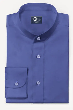 Mandarin Collar - Blue Mandarin Collar Shirt Modshopping Clothing