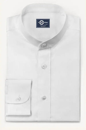 Mandarin Collar - White Mandarin Collar Shirt Modshopping Clothing