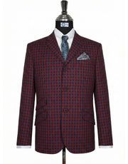 Maroon and Navy Blue Gingham Check Jacket.