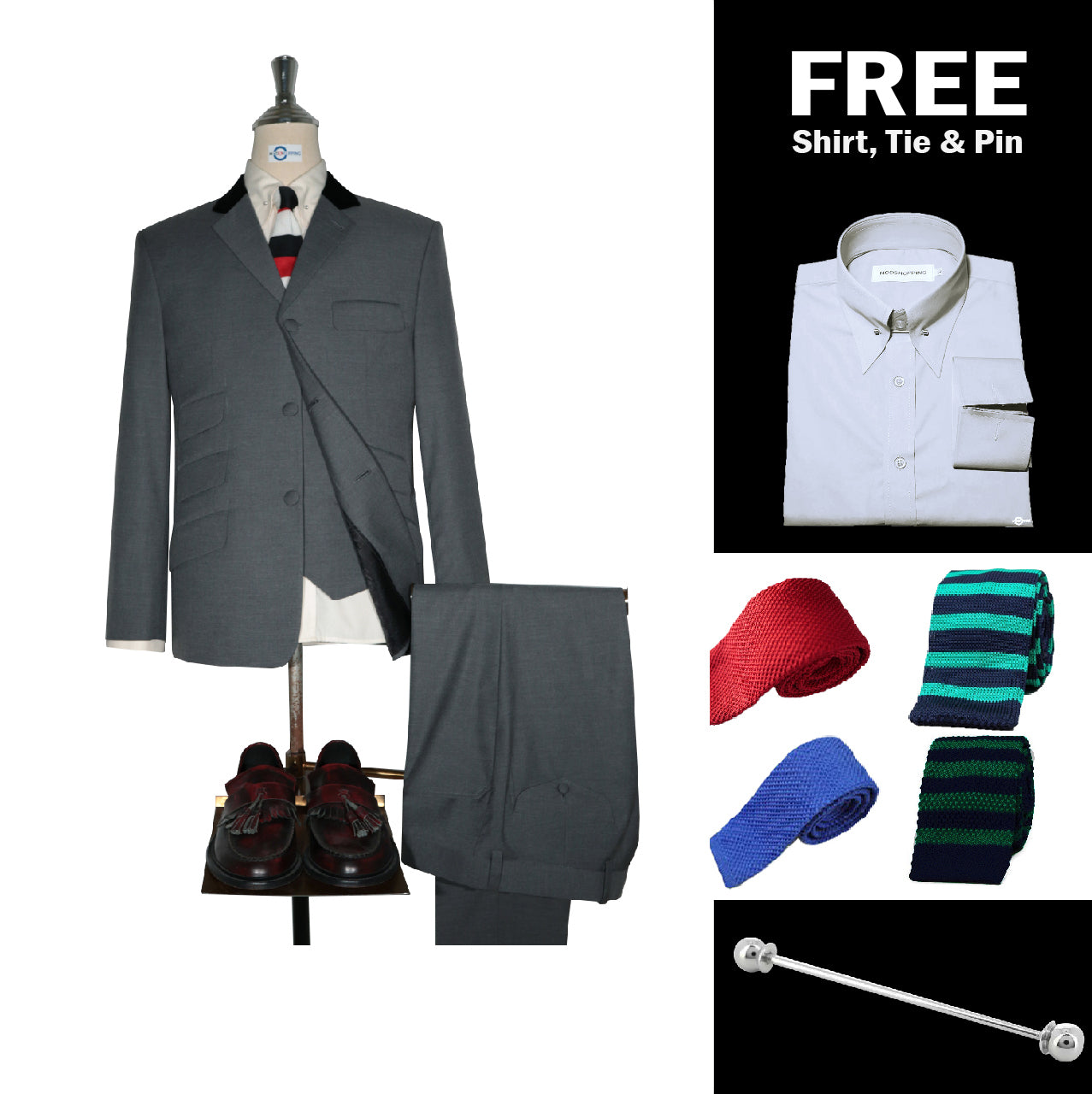 Medium Grey 3 Piece Suit Packet