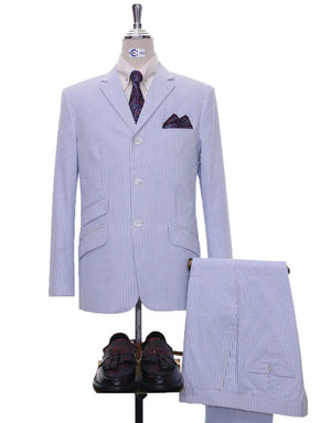 Men Seersucker Suit Tailored 3 Button Mod Suit Modshopping Clothing