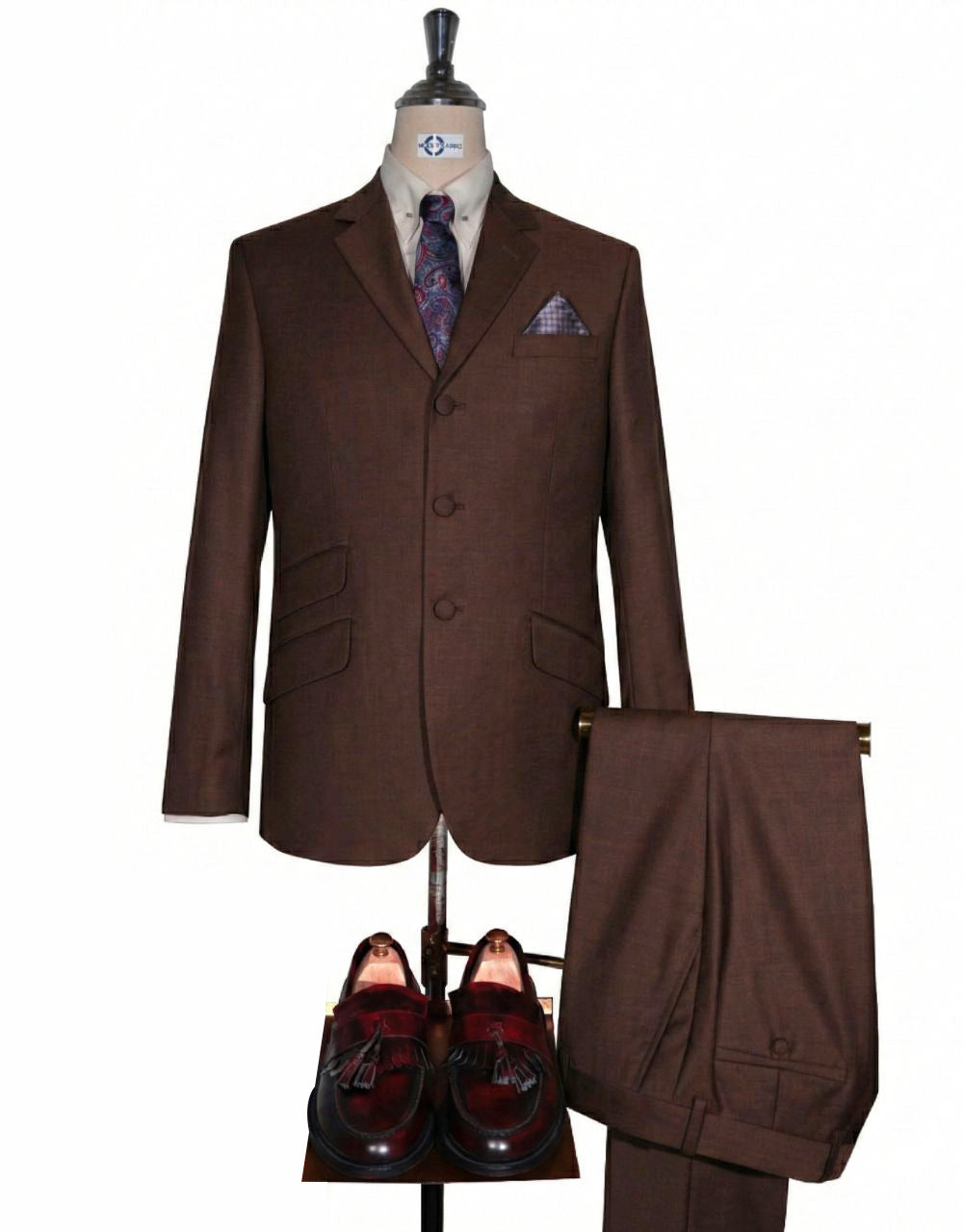 Men's Light Brown & Black Two Tone Suit