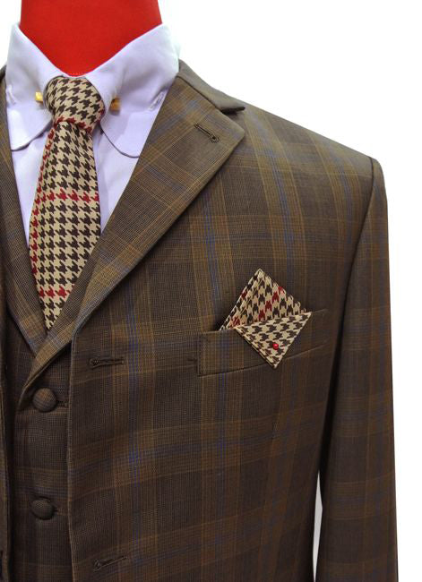  Men's Plaid Check 3 Piece Suit